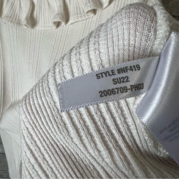 Madewell Women's Small Antique Cream Ribbed Pointelle Ruffled Scoop Tank Top - Picture 10 of 10